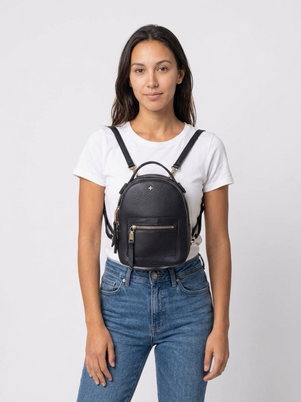 PRINCESS POLLY black mini backpack with gold accents